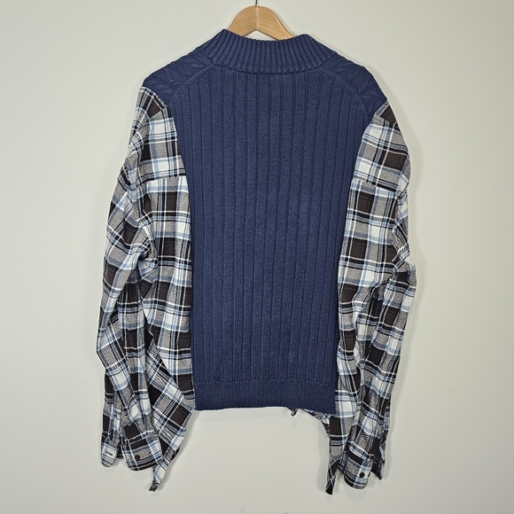Wrangler Sweater Flannel Upcycled Rework - Picture 2 of 4